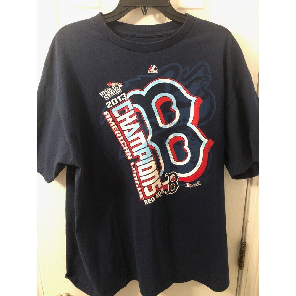Boston Red Sox 2013 World Series Champs Majestic T Shirt Men's Size XLarge Blue